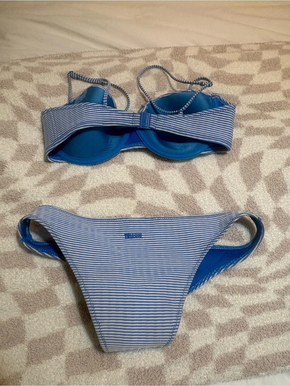 triangl swimwear Blue & White Striped Bikini Set